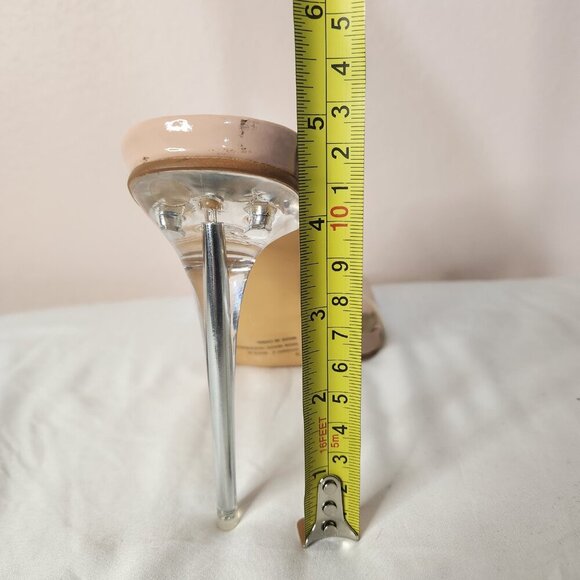 Fashion Nova Transparent Stiletto 4" Heels Beige Nude Bottoms Size 9 - Picture 7 of 9